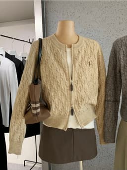 𝑾𝑮𝑾𝑬 𝑺𝒕𝒖𝒅𝒊𝒐 𝒙 𝑬𝑵𝑬𝑵 Áo Len Cardigan Nữ Vặn Thừng Nổi Thêu Ngựa Basic Phong Cách Hàn Quốc 11581 6