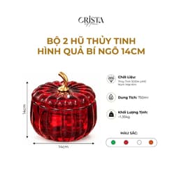 BỘ 2 HŨ THỦY TINH QUẢ BÍ NGÔ 14CM CRISTA HOME, HŨ ĐỰNG BÁNH KẸO - MÃ 60305 9