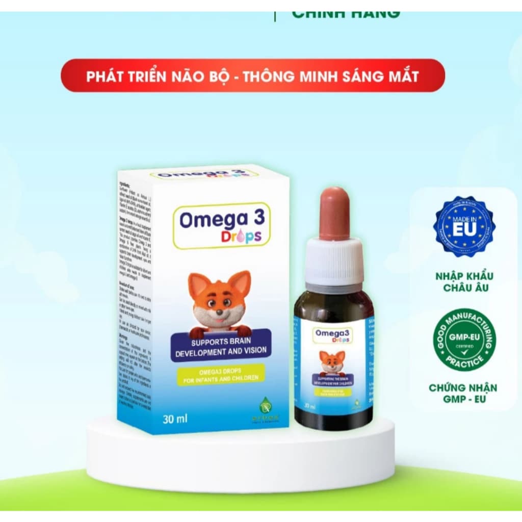 Omega 3 Drops: hộp 30ml. Cho Bé - Hỗ Trợ Phát Triển Trí Não, Mắt Sáng Tinh Anh -> BUN BUN SHOP 20