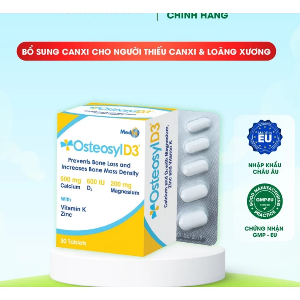 Osteosyl D3 hộp 30 viên.Viên Uống Bổ Sung Canxi,Hỗ Trợ Giảm Tê Bì, Chuột Rút Do Thiếu Canxi <> BUN BUN SHOP 20