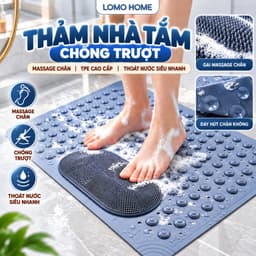 Thảm nhà tắm chống trượt LOMO massage chân chất liệu TPE đáy hút chân không treo tường, có lỗ thoát nước siêu nhanh 2