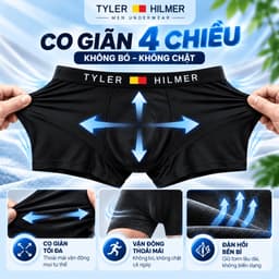Hộp 4 quần lót nam boxer Tyler Hilmer thun lạnh co giãn 4 chiều, set 4 sịp đùi nam thoáng mát 6