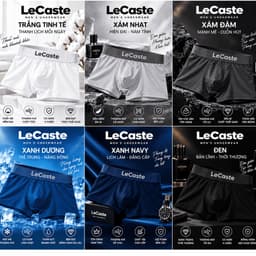 Hộp 4 quần lót nam LeCaste 2  thun lạnh co giãn 4 chiều, quần sịp đùi boxer nam mềm mịn thoáng mát size XL-3XL 4