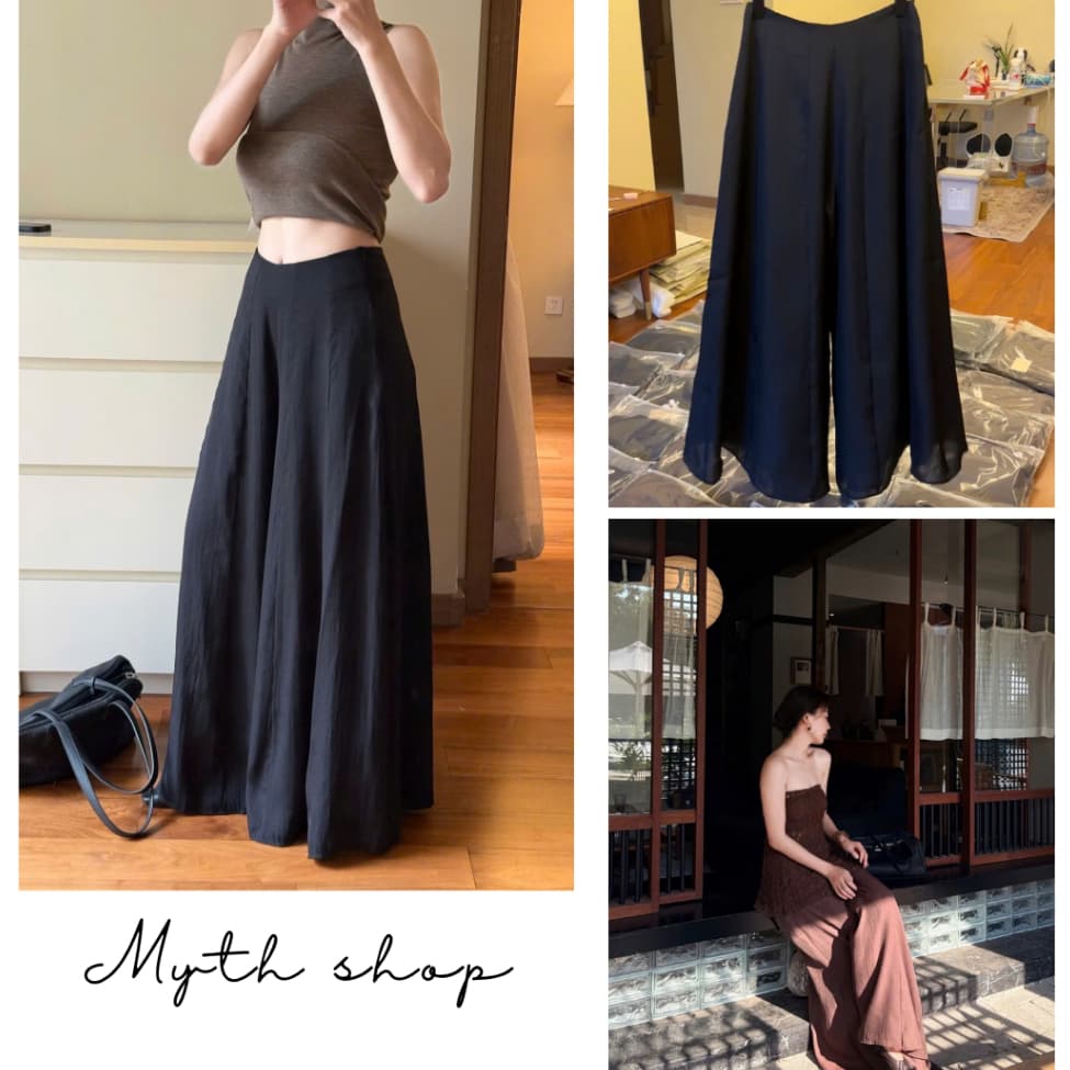 Quần ống siêu rộng chất tơ 2 lớp, Quần Xòe nhẹ nhàng Mythstudio