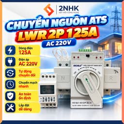Bộ chuyển nguồn ATS LWR 2P 125A AC 220v chuyển đổi hai nguồn điện tự động không gây mất điện 2