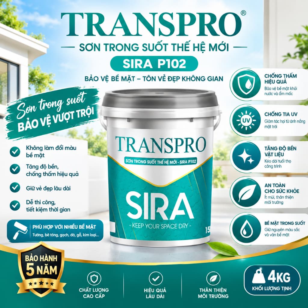 Sơn Chống Thấm Sàn Gạch Men, Nhà Vệ Sinh, Ban Công, Sân Thượng nền lộ thiên- SIRA P102