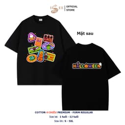 (9KG-100KG) Áo thun tay ngắn Halloween màu đen form thường, Đồ Halloween cotton 4 chiều premium ISEE VN 2