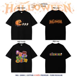 (9KG-100KG) Áo thun tay ngắn Halloween màu đen form thường, Đồ Halloween cotton 4 chiều premium ISEE VN 1