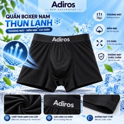 Set 4 quần lót nam boxer Adiros thun lạnh co giãn 4 chiều, sịp đùi nam mềm mịn thoáng mát, cạp chun thời trang 4