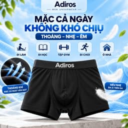 Set 4 quần lót nam boxer Adiros thun lạnh co giãn 4 chiều, sịp đùi nam mềm mịn thoáng mát, cạp chun thời trang 2