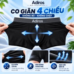 Set 4 quần lót nam boxer Adiros thun lạnh co giãn 4 chiều, sịp đùi nam mềm mịn thoáng mát, cạp chun thời trang 5