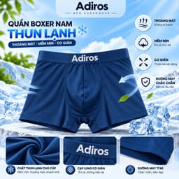 Set 4 quần lót nam boxer Adiros thun lạnh co giãn 4 chiều, sịp đùi nam mềm mịn thoáng mát, cạp chun thời trang 6