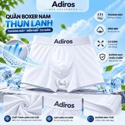 Set 4 quần lót nam boxer Adiros thun lạnh co giãn 4 chiều, sịp đùi nam mềm mịn thoáng mát, cạp chun thời trang 7