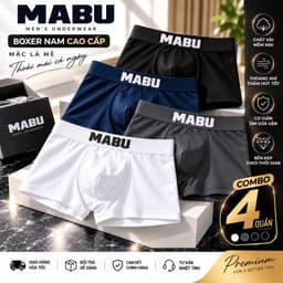 Set 4 quần lót nam boxer MABU thun lạnh co giãn 4 chiều, sịp đùi nam mềm mịn thoáng mát, cạp chun đàn hồi size XL-3XL 6