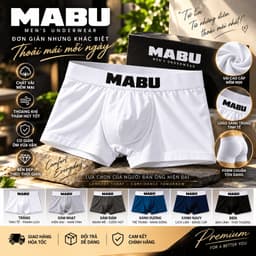 Set 4 quần lót nam boxer MABU thun lạnh co giãn 4 chiều, sịp đùi nam mềm mịn thoáng mát, cạp chun đàn hồi size XL-3XL 5