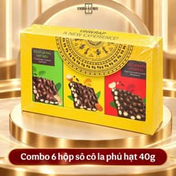 Set Quà Tặng Socola - Combo Hộp Quà Socola Phủ Hạt Cao Cấp 6 Thanh x 40g | Socola Cao Cấp Mekong Zone 1