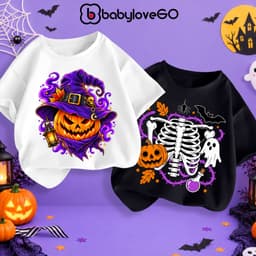 Áo thun Halloween bé gái BabyloveGO BST trang phục hóa trang cho bé 1-12 tuổi 2