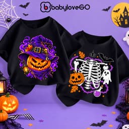 Áo thun Halloween bé gái BabyloveGO BST trang phục hóa trang cho bé 1-12 tuổi 1
