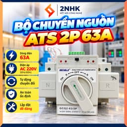 Cầu Dao Đảo Chiều Tự Động Bộ Chuyển Nguồn ATS 2P 63A - bộ chuyển đổi 2 nguồn điện tự động 2