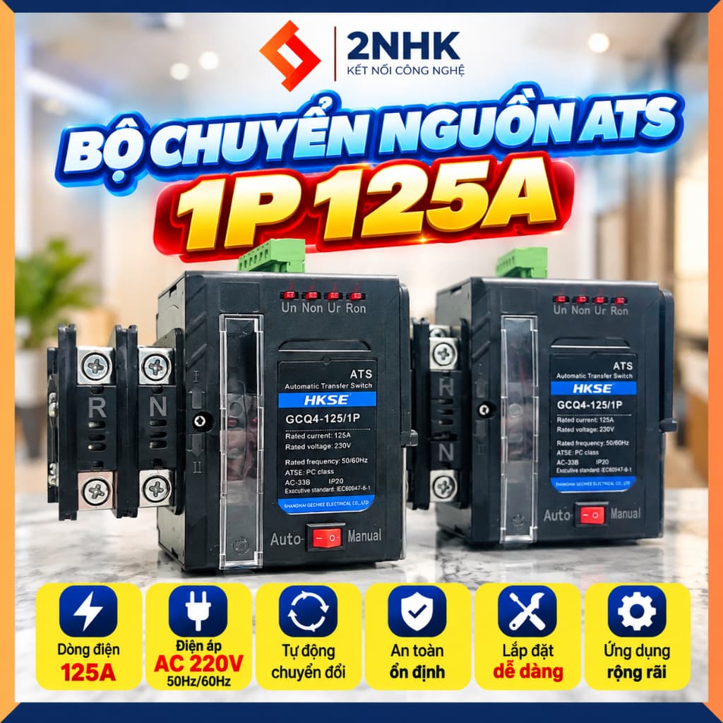 ATS chuyển nguồn tự động HKSE 1 Pha/ 125A chuyển chậm