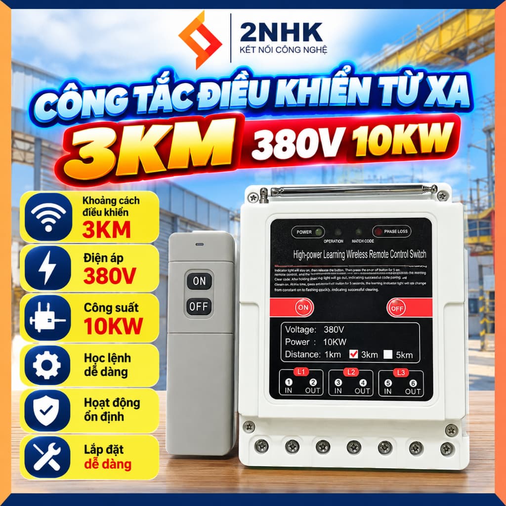 BỘ CÔNG TẮC ĐIỀU KHIÊN TỪ XA 3KM 380V 10KW, điều khiển máy bơm nước từ xa 3000m