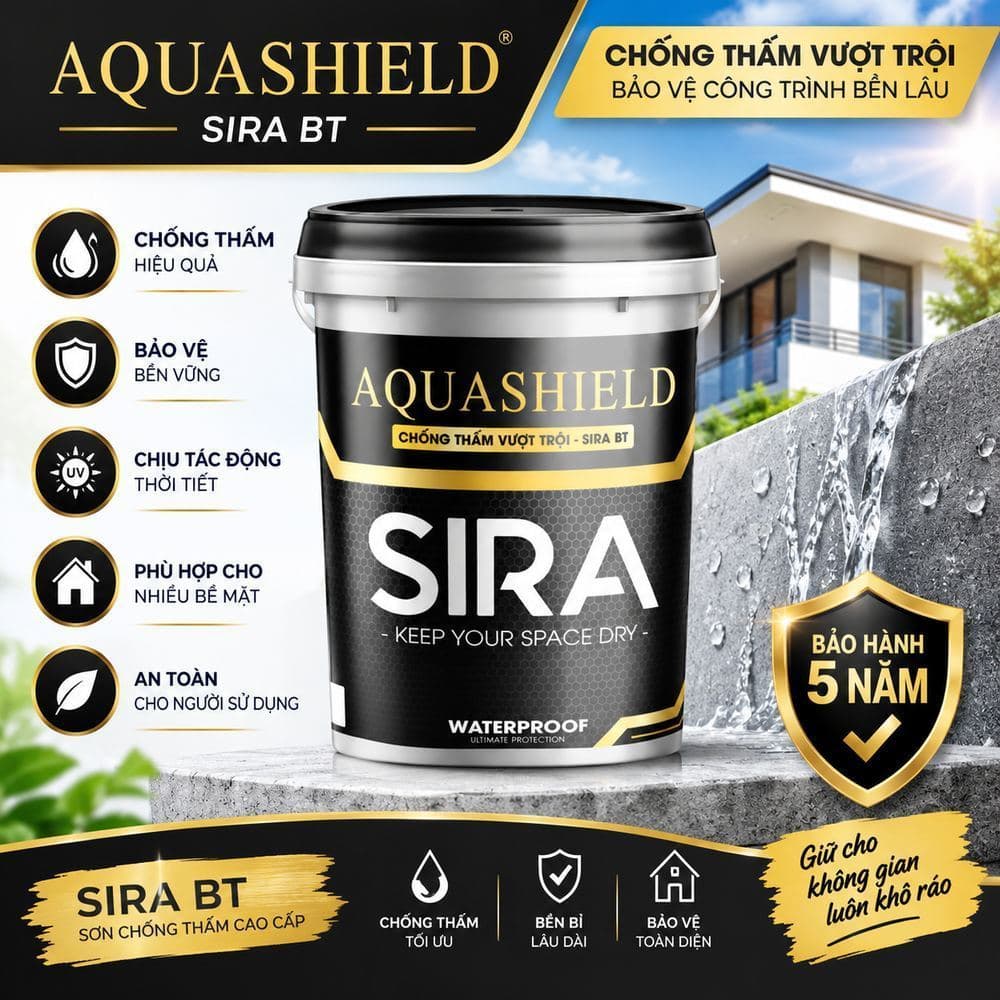 [1KG] Sơn Chống Thấm SIRA P500 Cho Bể Cá, Thùng Xốp, Mái Tôn Lỗ Đinh, Sàn Âm Trước Khi Lát Gạch- SIRA P500