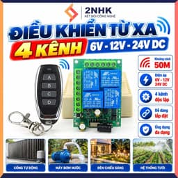 Bộ Điều Khiển Từ Xa RF 4 Kênh 433MHz 6V 12V 24V DC 5V–30V Mạch Thu Không Dây 1