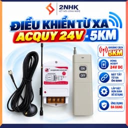 Bộ công tắc điều khiển từ xa acquy 24V - 5km bật tắt máy xịt thuốc, động cơ điện 1 chiều 24V (có học lệnh từ khiển khác) 1