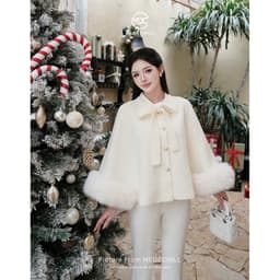 [ BST THU ĐÔNG ] Áo Khoác Dạ Cổ Nơ Tay Lông Siêu Xinh 3 Màu Basic Phù Hợp Nhiều Dịp, Tôn Dáng T312-SX 3