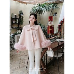 [ BST THU ĐÔNG ] Áo Khoác Dạ Cổ Nơ Tay Lông Siêu Xinh 3 Màu Basic Phù Hợp Nhiều Dịp, Tôn Dáng T312-SX 5