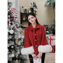 [ BST THU ĐÔNG ] Áo Khoác Dạ Cổ Nơ Tay Lông Siêu Xinh 3 Màu Basic Phù Hợp Nhiều Dịp, Tôn Dáng T312-SX 8
