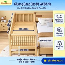 Nôi Cũi Cho Bé, Giường Ghép Cho Bé Từ Sơ Sinh Đến 15 tuổi Gỗ Thông Tự Nhiên I Shop WOOD DECOR 08 1