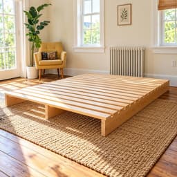 Giường Ngủ Pallet Gỗ Quế Thơm Gấp Gọn Kín Chân Cao 10cm, Sơn PU Chống Mốc I Shop WOOD DECOR 01 3