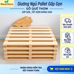 Giường Ngủ Gấp Gọn Bản Lề Đa Năng, Giường Ngủ Pallet Gỗ Quế Thơm I Shop  WOOD DECOR 03 1