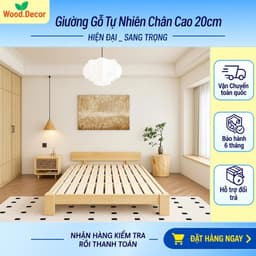 Giường Gỗ Thông Cao Cấp Chân Cao 20cm I Shop WOOD DECOR 07 1