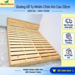 Giường Pallet Gỗ Quế Thơm Chân Cao 20cm  Mặt Nan Đẹp Chà Mịn - Pallet Gỗ Chống Mốc Không Mắt Đen I Shop WOOD DECOR 06 1