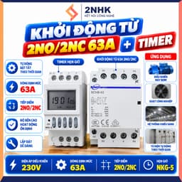 Khởi động từ 2NO/2NC 63A BOMGI và Bộ chuyển nguồn tự động luân phiên 15 ngày/ tháng Timer tháng NKG5 1