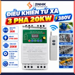 Công tắc điều khiển từ xa 3 pha cho máy bơm 20KW 380v chống mất pha- quá tải- chống rò rỉ điện-có học lệnh 1