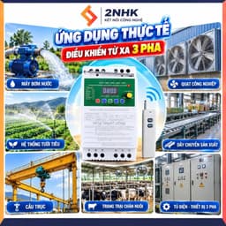 Công tắc điều khiển từ xa 3 pha cho máy bơm 20KW 380v chống mất pha- quá tải- chống rò rỉ điện-có học lệnh 2