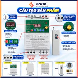 Công tắc điều khiển từ xa 3 pha cho máy bơm 20KW 380v chống mất pha- quá tải- chống rò rỉ điện-có học lệnh 4