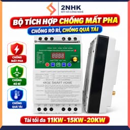Công tắc điều khiển từ xa 3 pha cho máy bơm 20KW 380v chống mất pha- quá tải- chống rò rỉ điện-có học lệnh 6