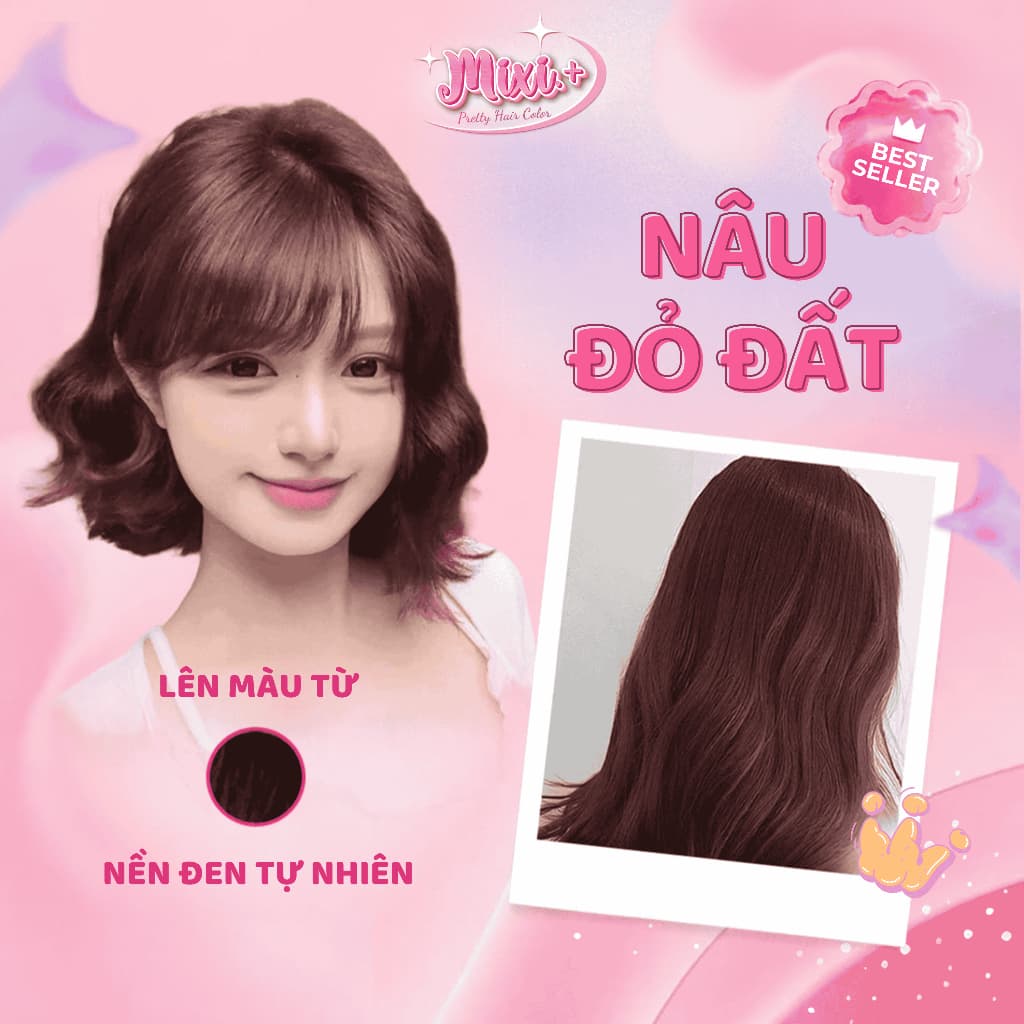 Thuốc nhuộm tóc tại nhà,  Thuốc nhuộm tóc màu NÂU ĐỎ ĐẤT không cần tẩy tóc |  Cheeng+