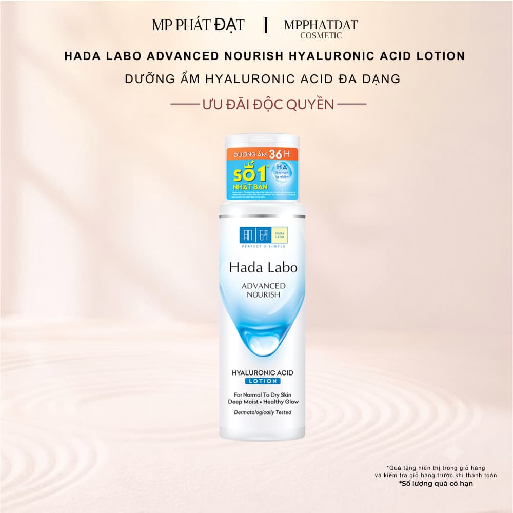 Nước dưỡng ẩm Hada Labo Advanced Nourish Hyaluronic Acid Lotion giúp cấp ẩm cho da, hỗ trợ duy trì làn da mềm mại