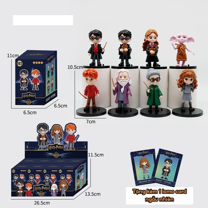 (NEW 2026) Mô Hình Harry Potter Chibi Siêu Cute | Figure Nhân Vật Phù Thủy Kèm Lomo Card