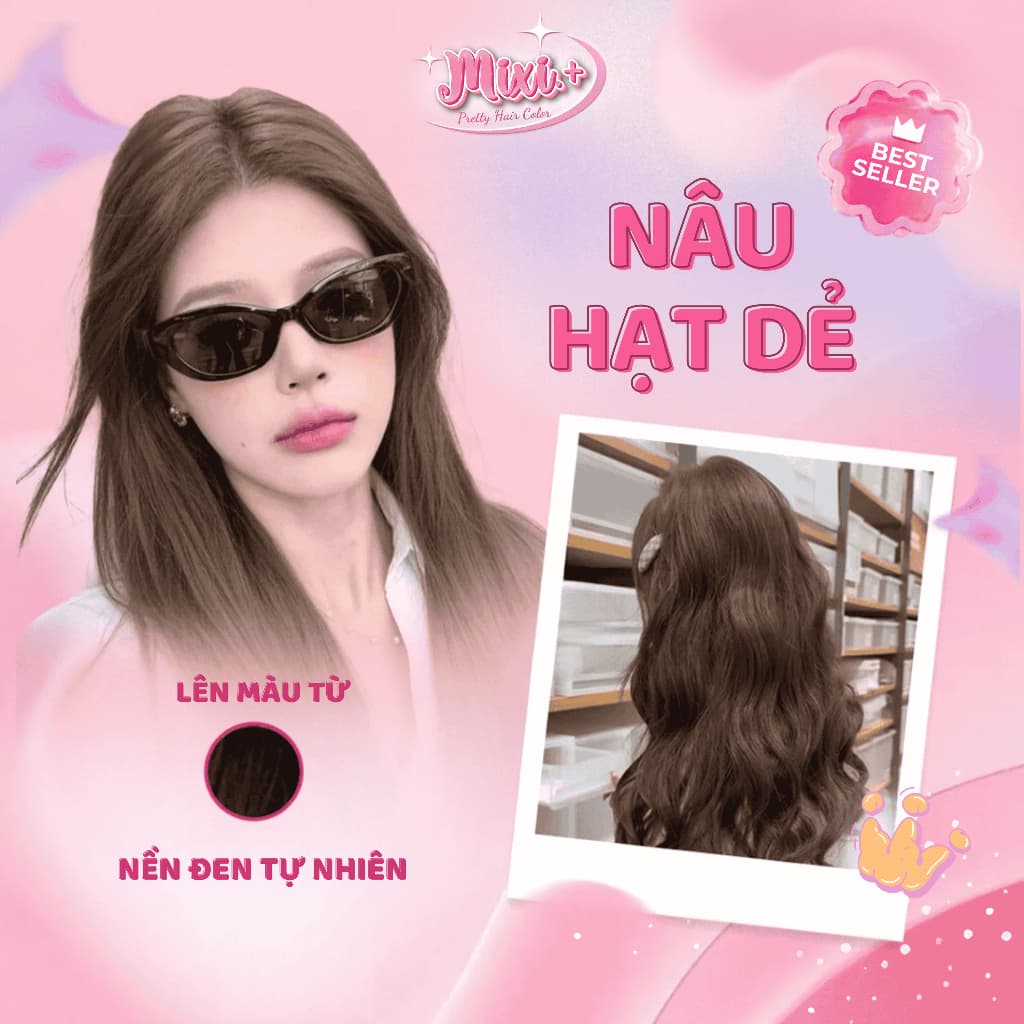 Thuốc nhuộm tóc tại nhà,  Thuốc nhuộm tóc màu NÂU HẠT DẺ  không tẩy |  Cheeng+
