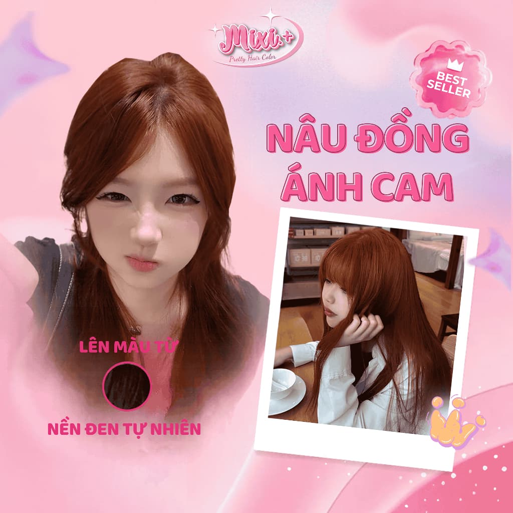 Thuốc nhuộm tóc tại nhà,  Thuốc nhuộm tóc màu NÂU ĐỒNG ÁNH CAM không tẩy |  Cheeng+