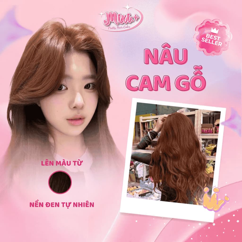 Thuốc nhuộm tóc tại nhà,  Thuốc nhuộm tóc màu NÂU CAM GỖ không tẩy |  Cheeng+