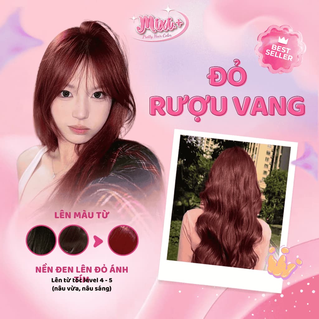 Thuốc nhuộm tóc tại nhà,  Thuốc nhuộm tóc màu ĐỎ RƯỢU VANG không tẩy |  Cheeng+