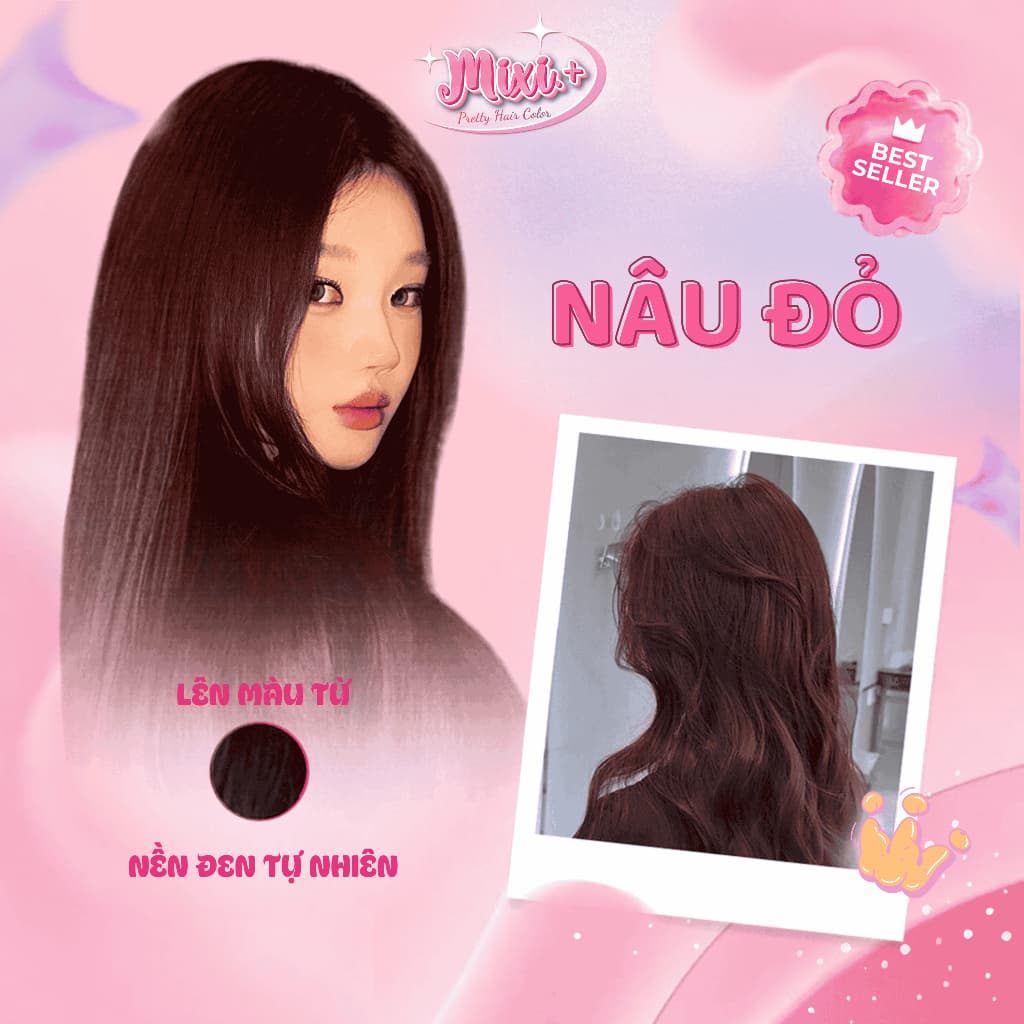 Thuốc nhuộm tóc tại nhà,  Thuốc nhuộm tóc màu NÂU ĐỎ không tẩy |  Cheeng+