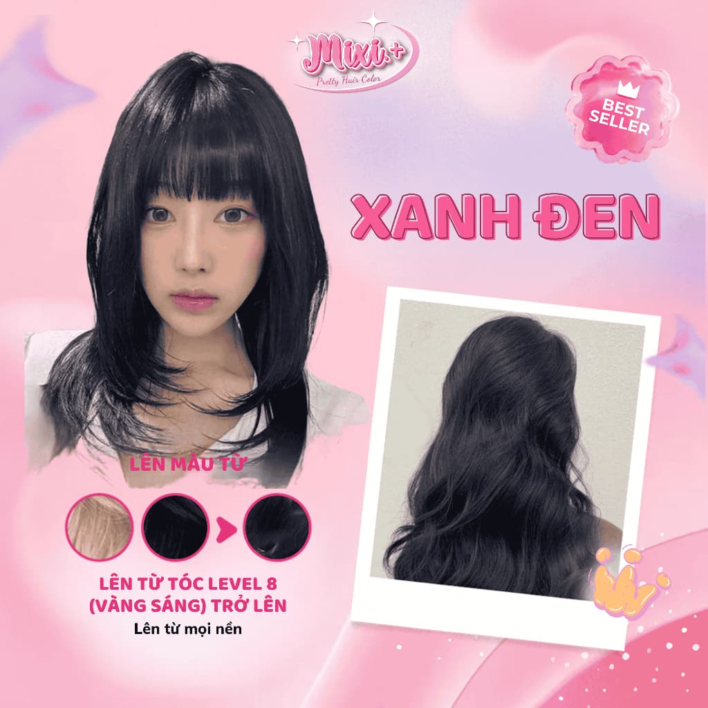 Thuốc nhuộm tóc tại nhà,  Thuốc nhuộm tóc màu XANH ĐEN không tẩy |  Cheeng+